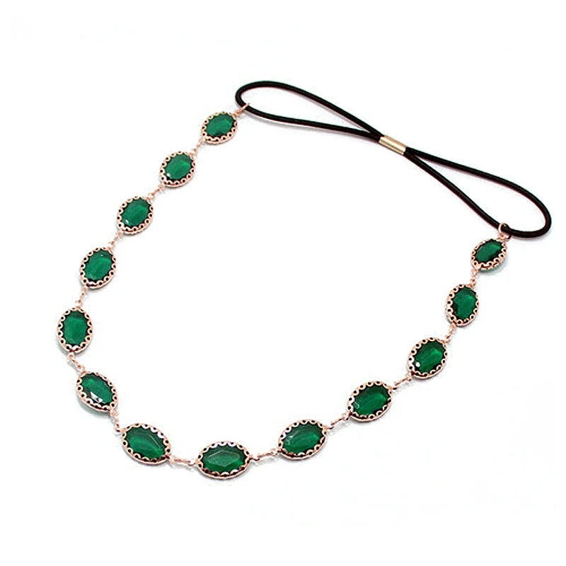 Green Crystal Oval Headbands