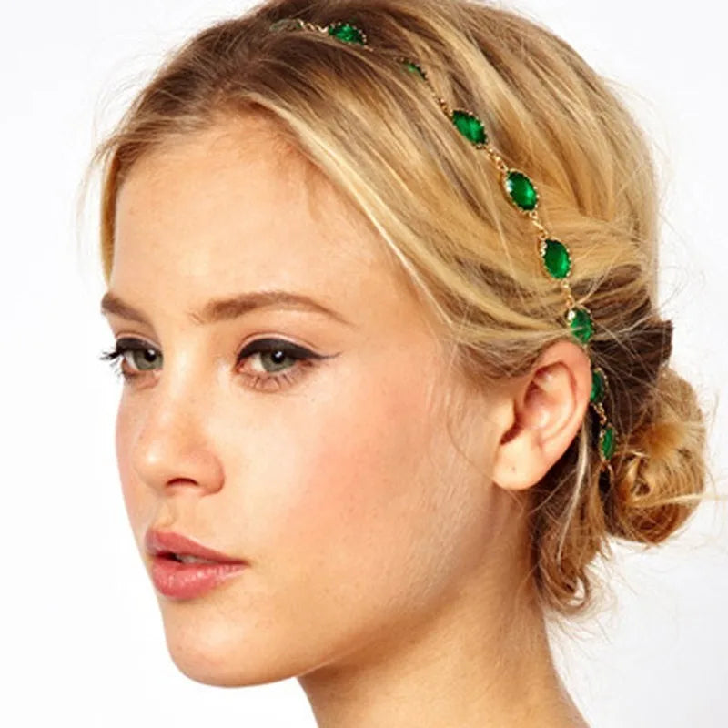 Green Crystal Oval Headbands