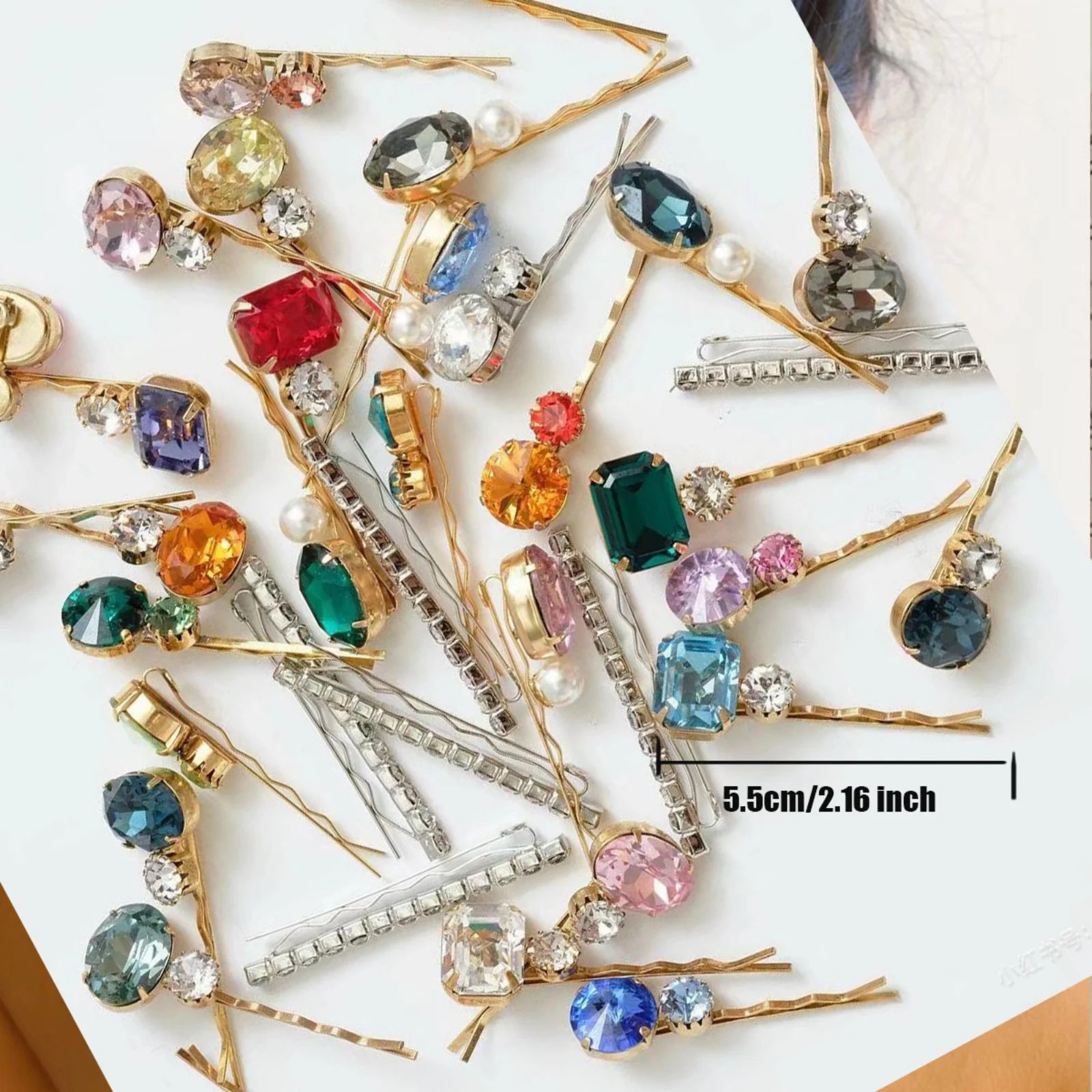 6PC Random Color/Style Gemstone Hair Clips