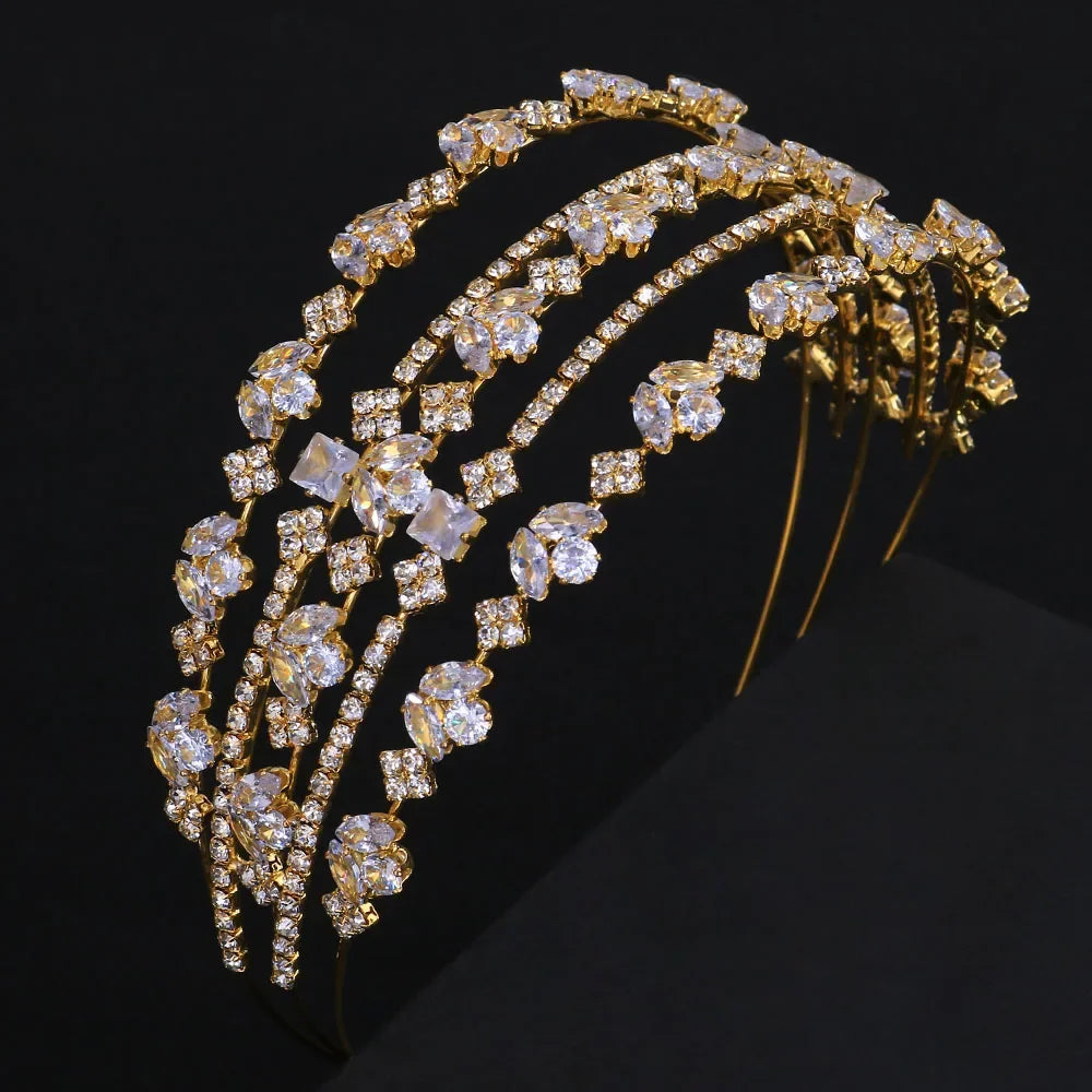 Vintage Sparkling Zircon  Crystal Bride Hairbands