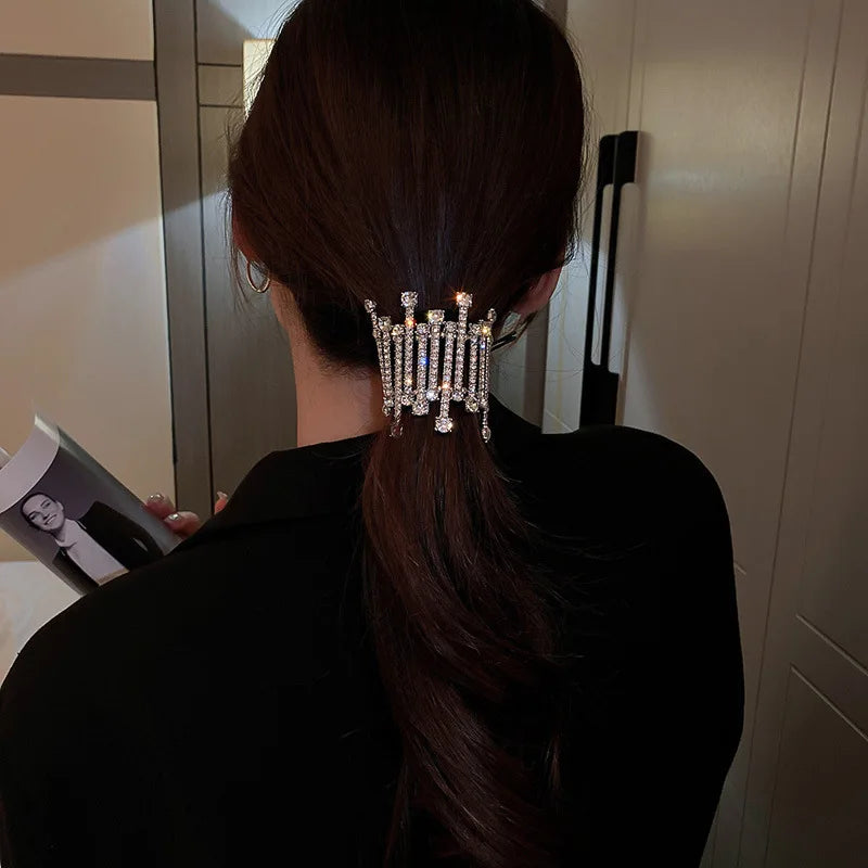 Chic Silver Rhinestone Ponytail Ties