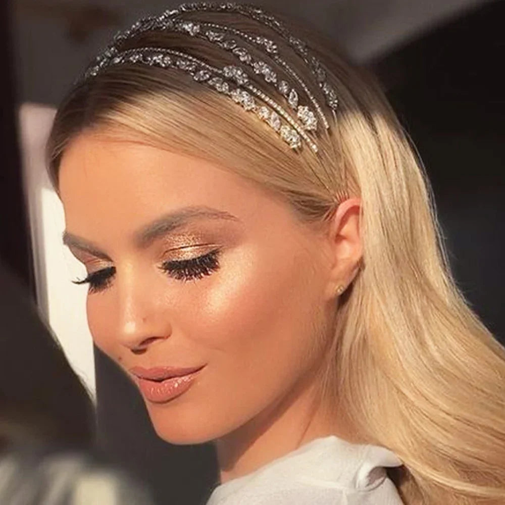 Vintage Sparkling Zircon  Crystal Bride Hairbands