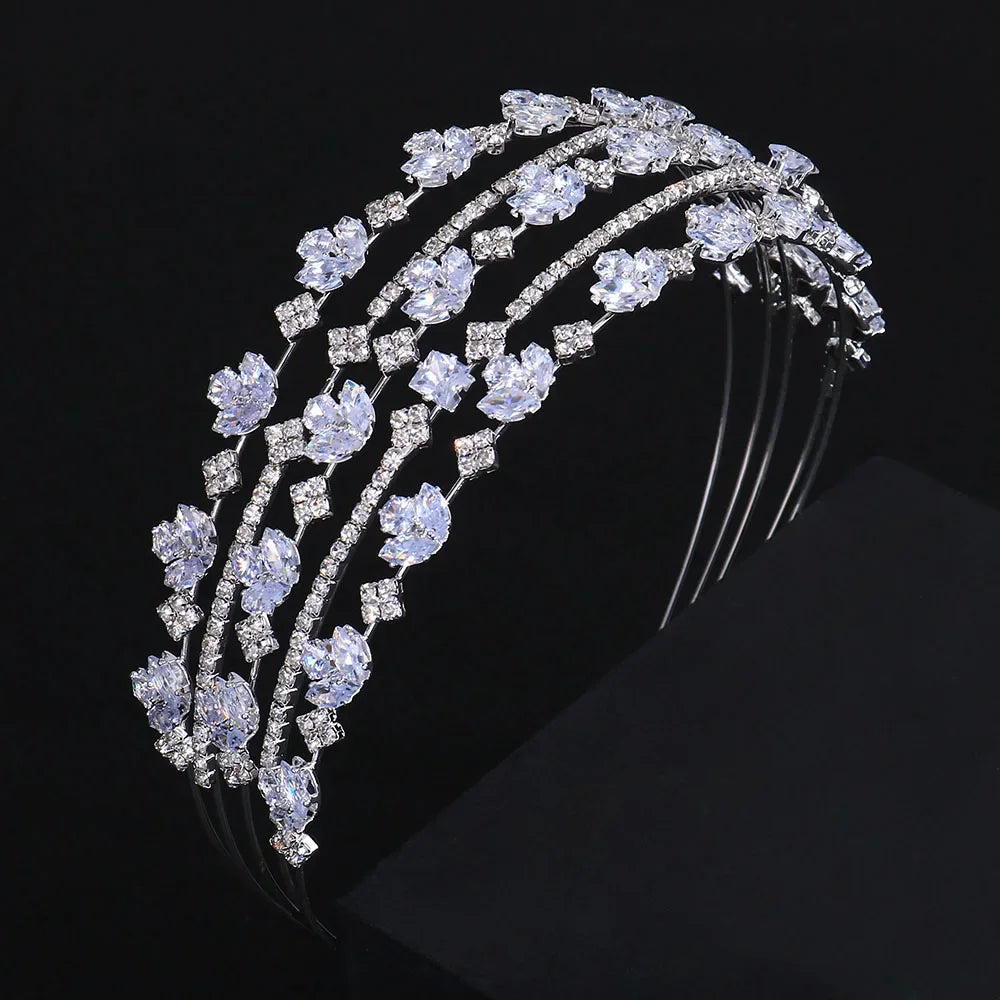 Vintage Sparkling Zircon  Crystal Bride Hairbands